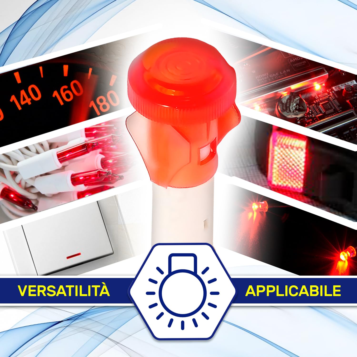 Spia Luminose LED 220V Testa Tonda Ø 10 mm Indicatori Luminosi Colore Rosso Garanzia di 10 Anni - MONTERAL