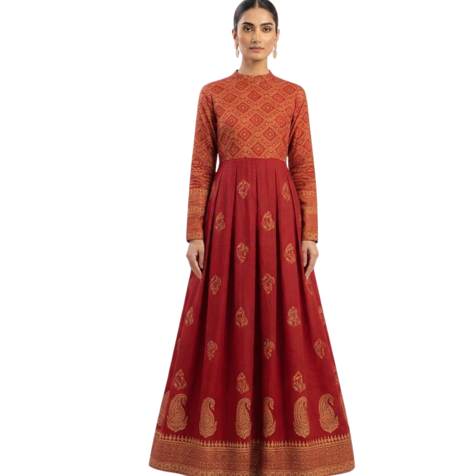 Women's Traditional Printed Anarkali Kurta, Ethnic Festival Gown with Intricate Pattern Designs-image-37