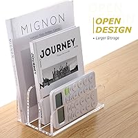 Vista 7 de SANRUI Acrylic Mail File Organizer Sorters for Desk, 3 Upright Compartments Laddered Clear Desktop Vertical Letter Holder, Multifunction Envelope