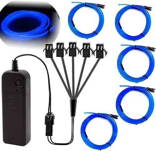 Miniatura 1 de Ourbest Nueva versión de estructura dura, 5 divisores, 6.6 ft, tira de luz de neón, 3 modos de permanencialentoflash rápido, luces de alambre EL