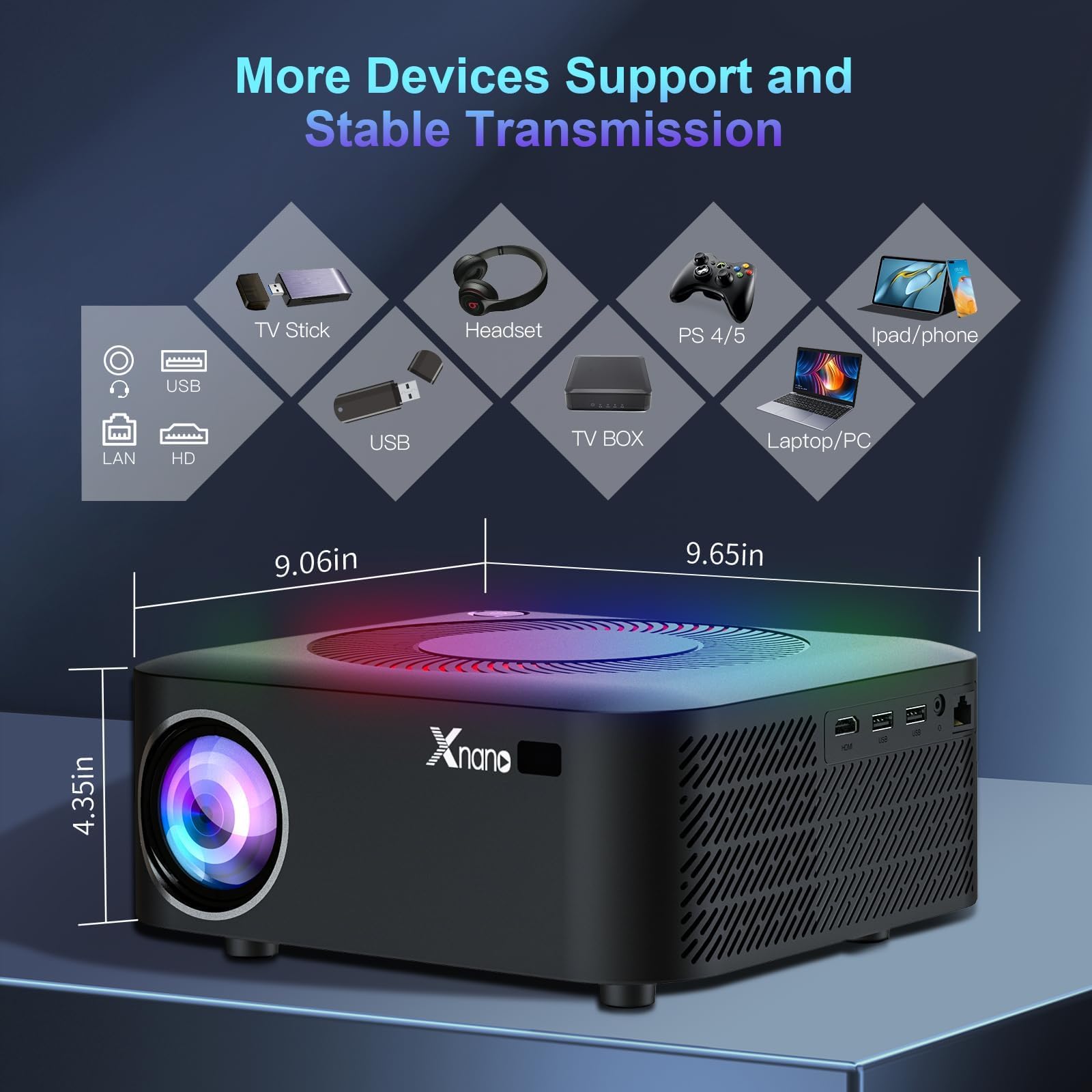 Xnano フルHD 1080P 4K対応 500ANSI X6ATV グレー Netflix公式ライセンス