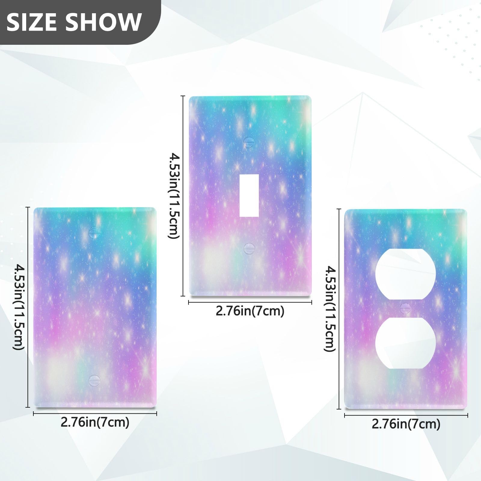 Rainbow Unicorn Pastel Sky Blank Device Wall Plate Light Switch Plates Electrical Outlet Covers Kitchen Home Decor H4.53 xL2.76 inch