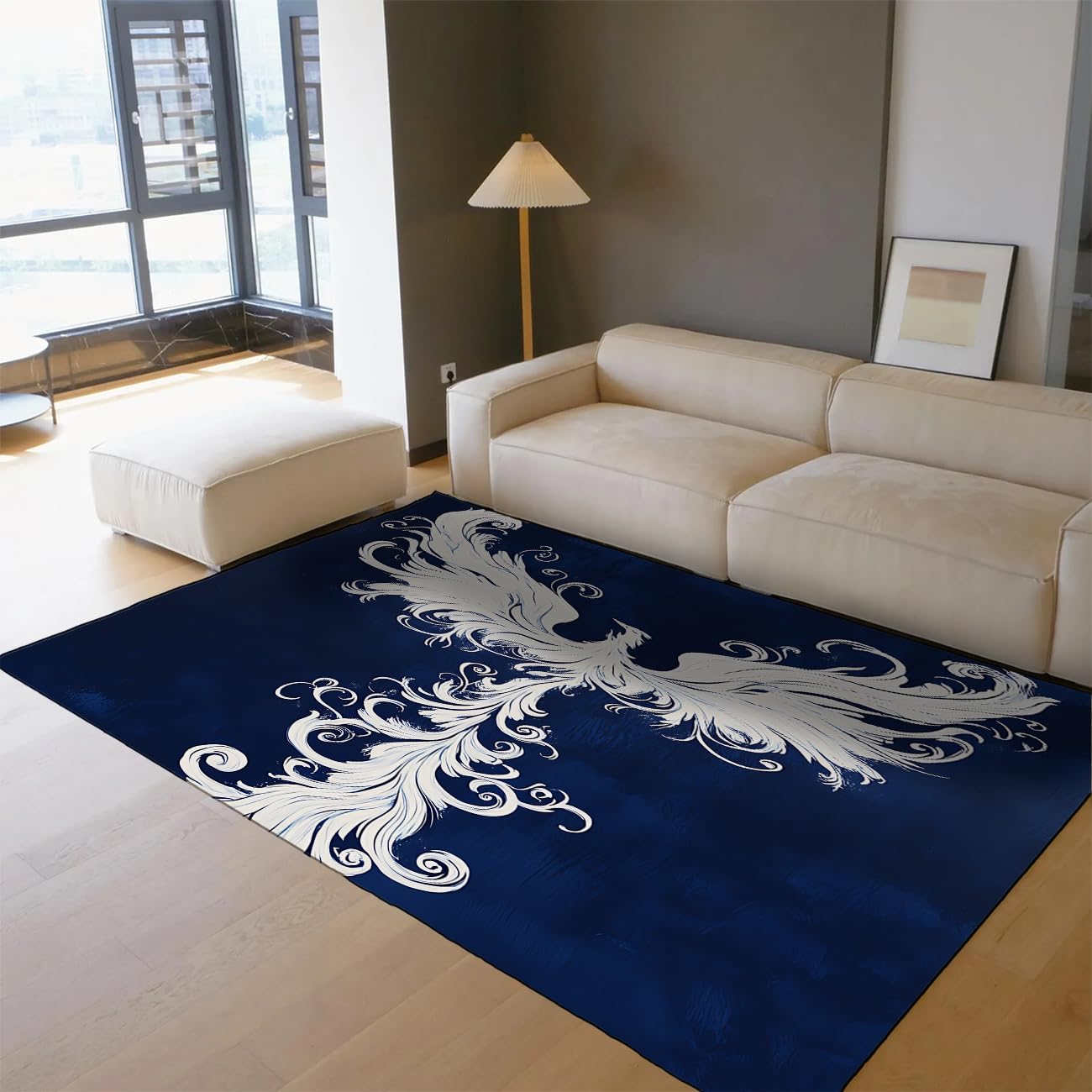 Tapis Bleu foncé 180x270 Tapis Lavable pour salles à Manger
