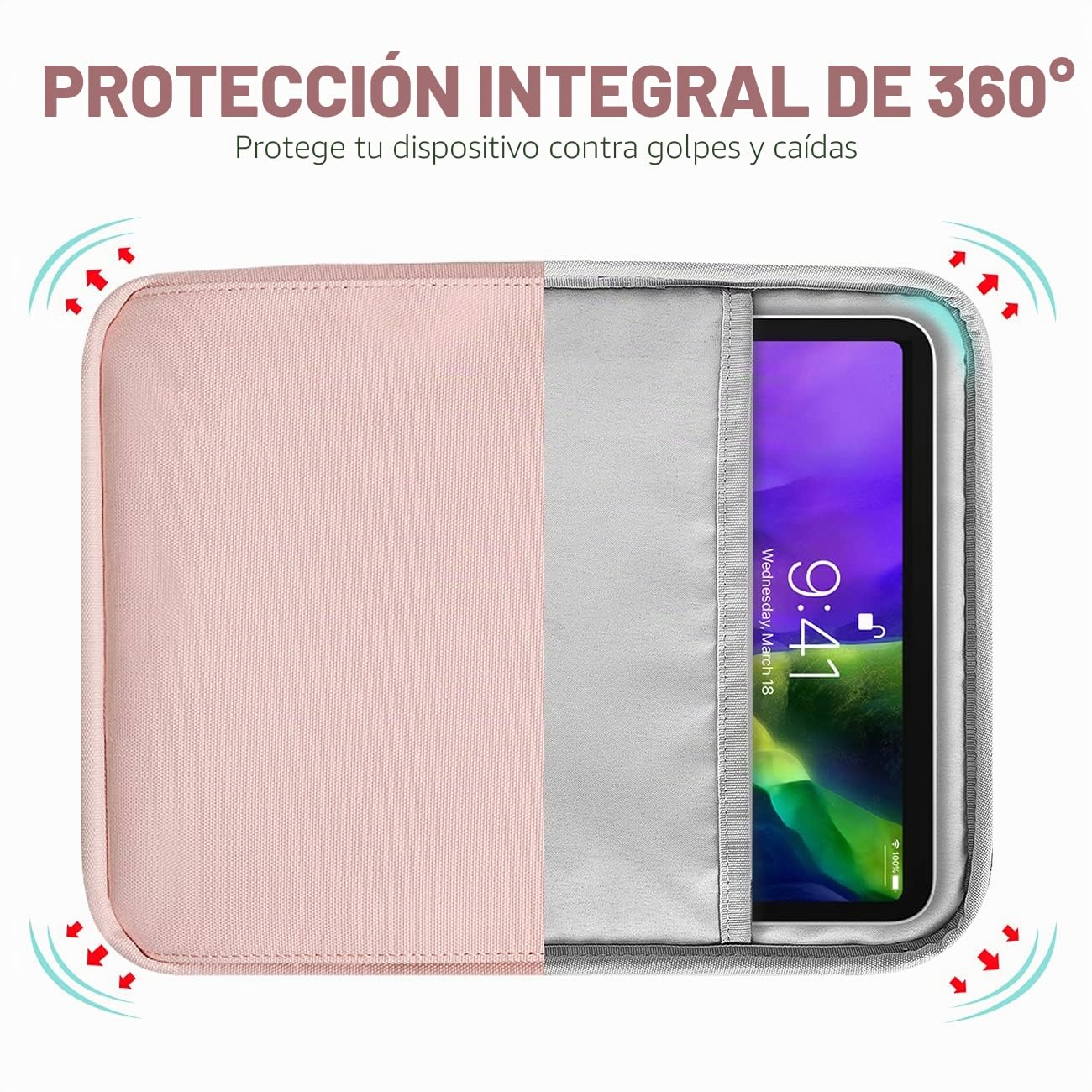 TiMOVO 9–11" Funda para Tableta con Correa para el Hombro, Compatible con iPad 11" A16 2025, iPad 10a 10,9"/10,2", Galaxy Tab A9+/A11 Plus 11", Rosa