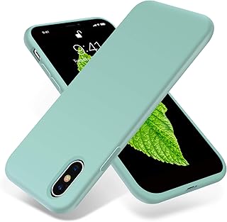 جراب حماية جل سيليكون سائل رفيع للغاية ومضاد للخدش والصدمات بحماية كاملة للجهاز لموبايل آيفون XS ماكس من اوتوفلاي (نسخة محدثة) - أخضر مينت كريمي