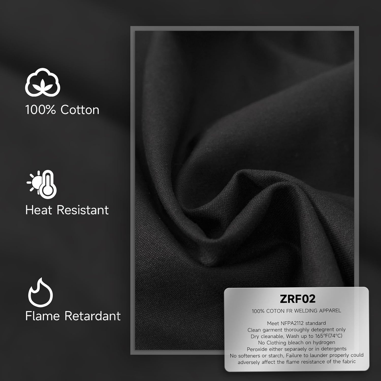 YESWELDER Welding Jacket 11oz Flame Resistant (FR) Cotton Welding Jacket, NFPA2112, Light Weight Weld Clothes for Men Women, Black ZRF02(M) - Image 2