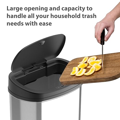 Miniatura 3 de Ninestars Cubo de basura rectangular con sensor de movimiento automático sin contacto de 13 galones 50 litros para el hogar y la cocina con tapa