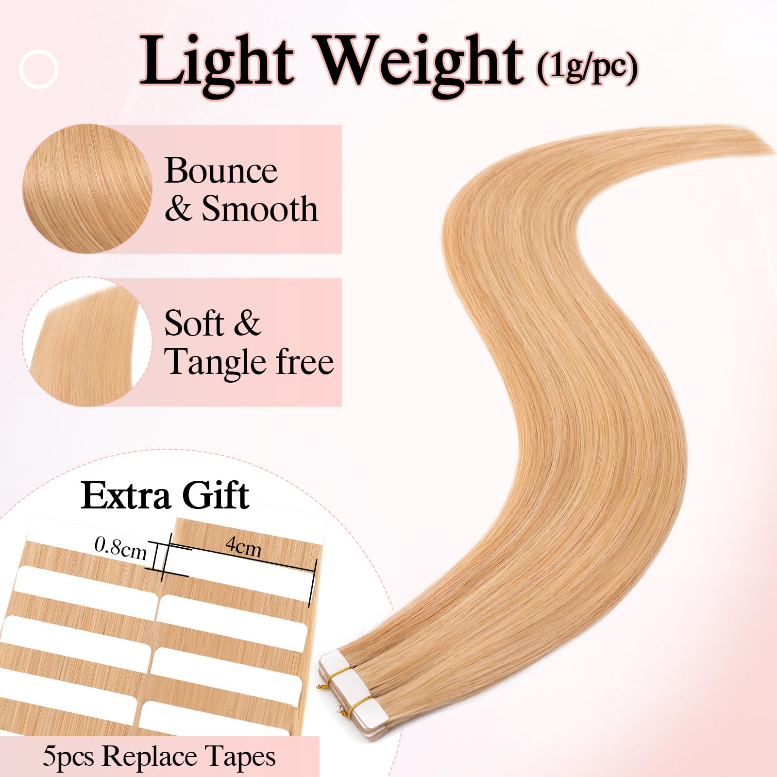 SEGOHAIR 10Pcs Human Hair Tape in Extensions - Image 2