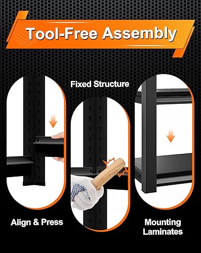 Miniatura 8 de Estantes de garaje resistentes de metal, 48 pulgadas de ancho, 2,200 libras, acero ajustable, estantes industriales, estantes de 47.3 pulgadas de