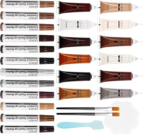 DEWEL Relleno de madera, removedor de arañazos de piso de madera, kit de reparación de muebles de madera, marcador de madera, pintura de madera,