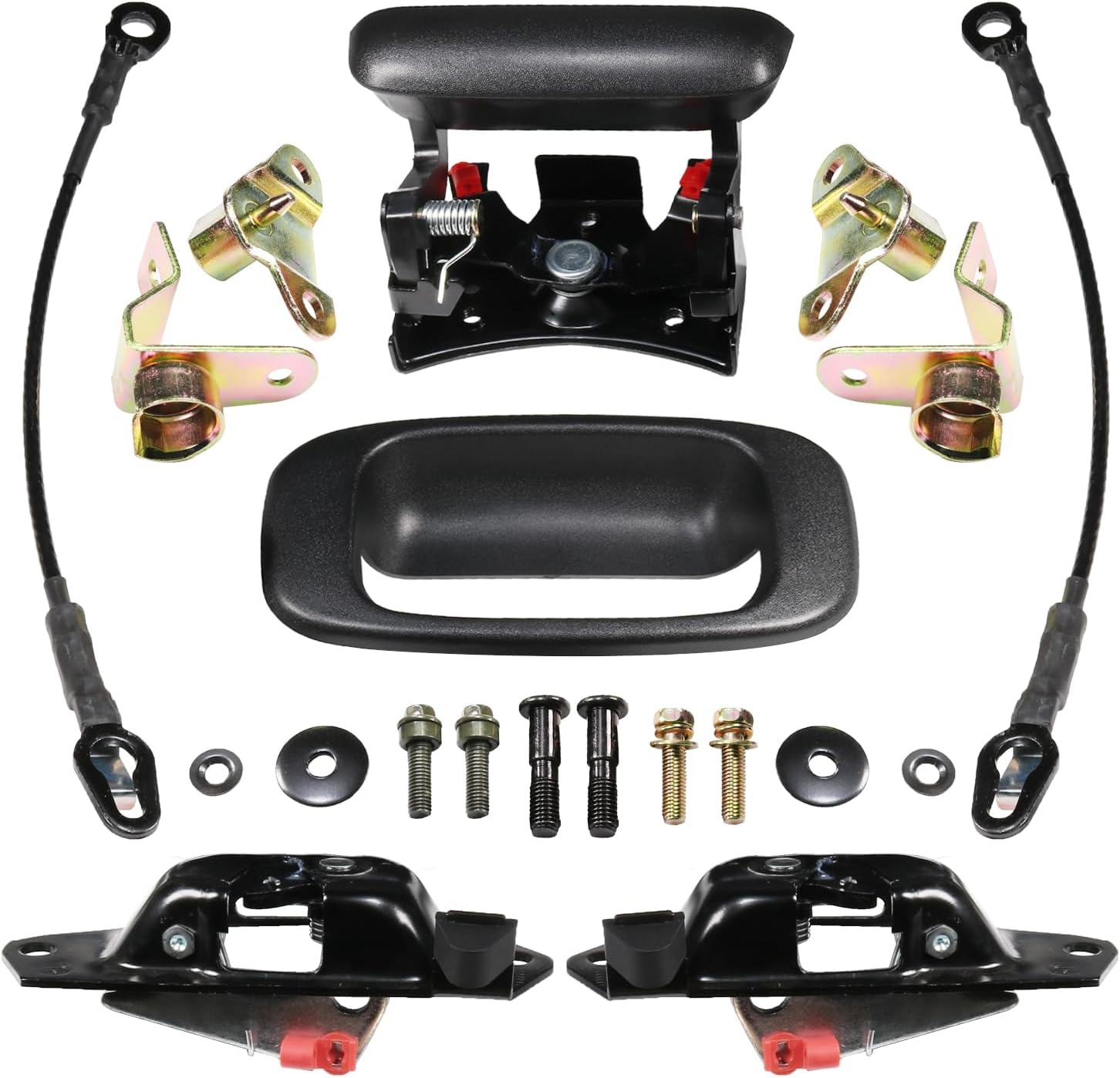 CARMOCAR Tailgate Hardware Repair Kit Replacement for 1999-2006 Chevrolet Chevy Silverado GMC Sierra Including Handle, Bezel, Latches, Cables, Hinges, Rods, Clips, and Bolts