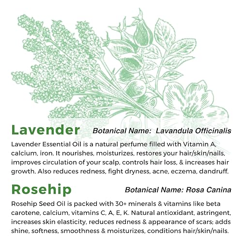 Miniatura 5 de Mezcla de aceite multiusos de lavanda + rosa mosqueta para cara, cuerpo y cabello, aceite natural de rosa mosqueta, aceite de nuez de karité, aceite