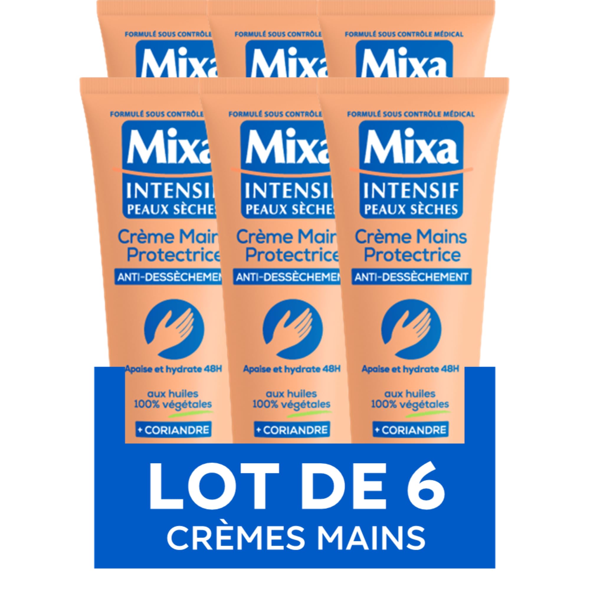 Mixa Intensive Skin Dry - 100 ml - Ochronny krem do rąk z olejkami roślinnymi - 100 ml - Zestaw 6 szt