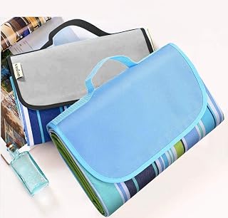 VASLON Extra Large Outdoor Waterproof Sandproof Foldable Picnic Blanket Tote 58" x 79" for Family Concerts,Beach, Hiking,Party,Camping on Grass Sandproof Water-Resistant Handy Picnic Mat Tote (BT)