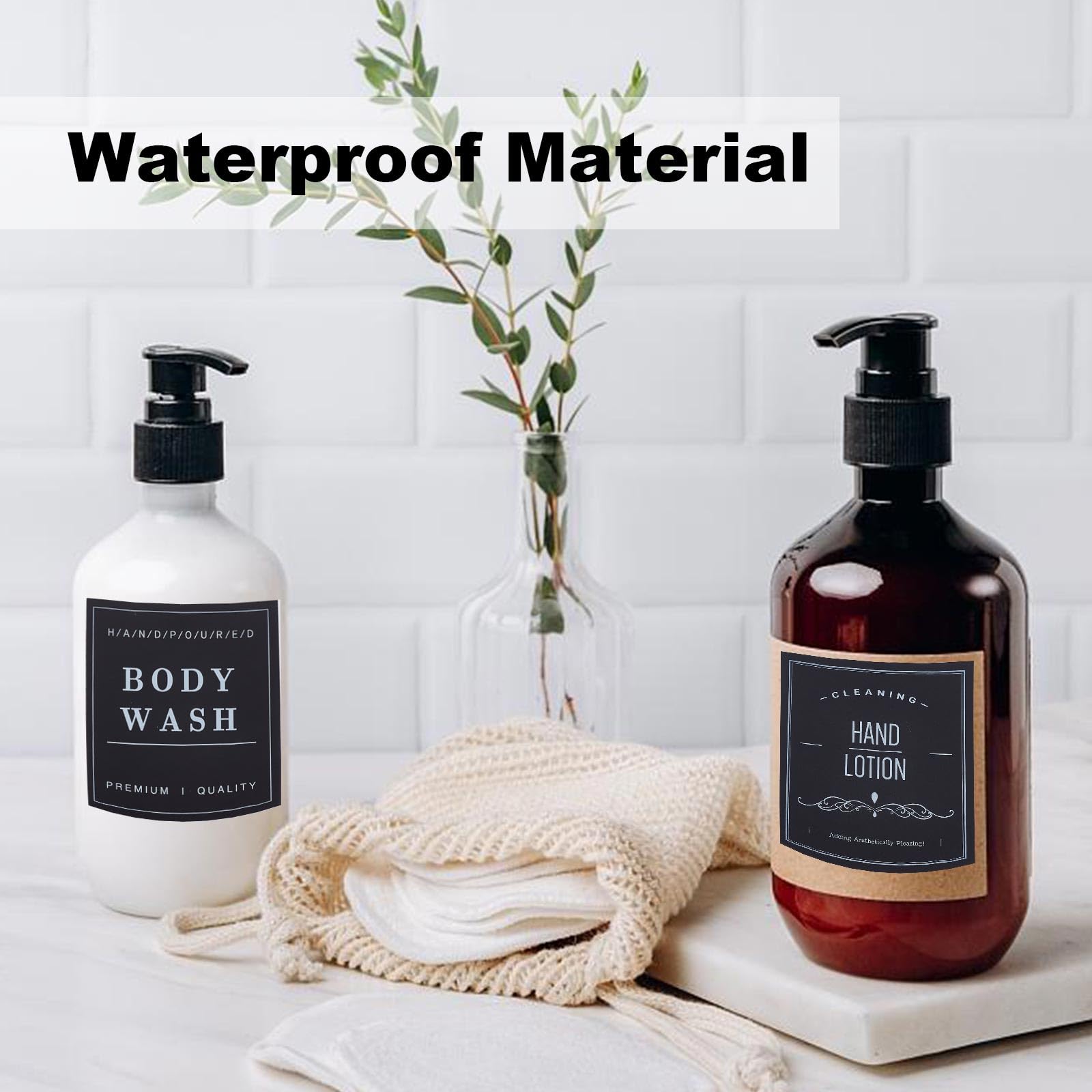 20 étiquettes Autocollantes étanches Pour Bouteilles - PVC Transparent Avec Inscriptions - Organisation Salle De Bain Et Cuisine