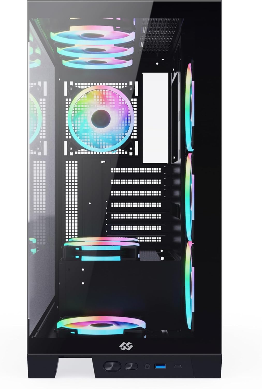 Bgears b-Pellucid ATX (Fans NOT Included) Gaming PC Case. Front and Side Tempered Glass Design with Built in USB C Port.