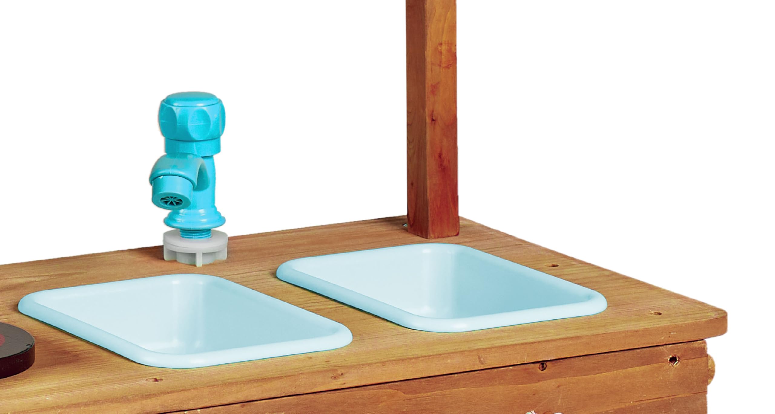 Matschküche Outdoor Küche Deluxe aus Holz Spielküche mit Wasserhahn Dach