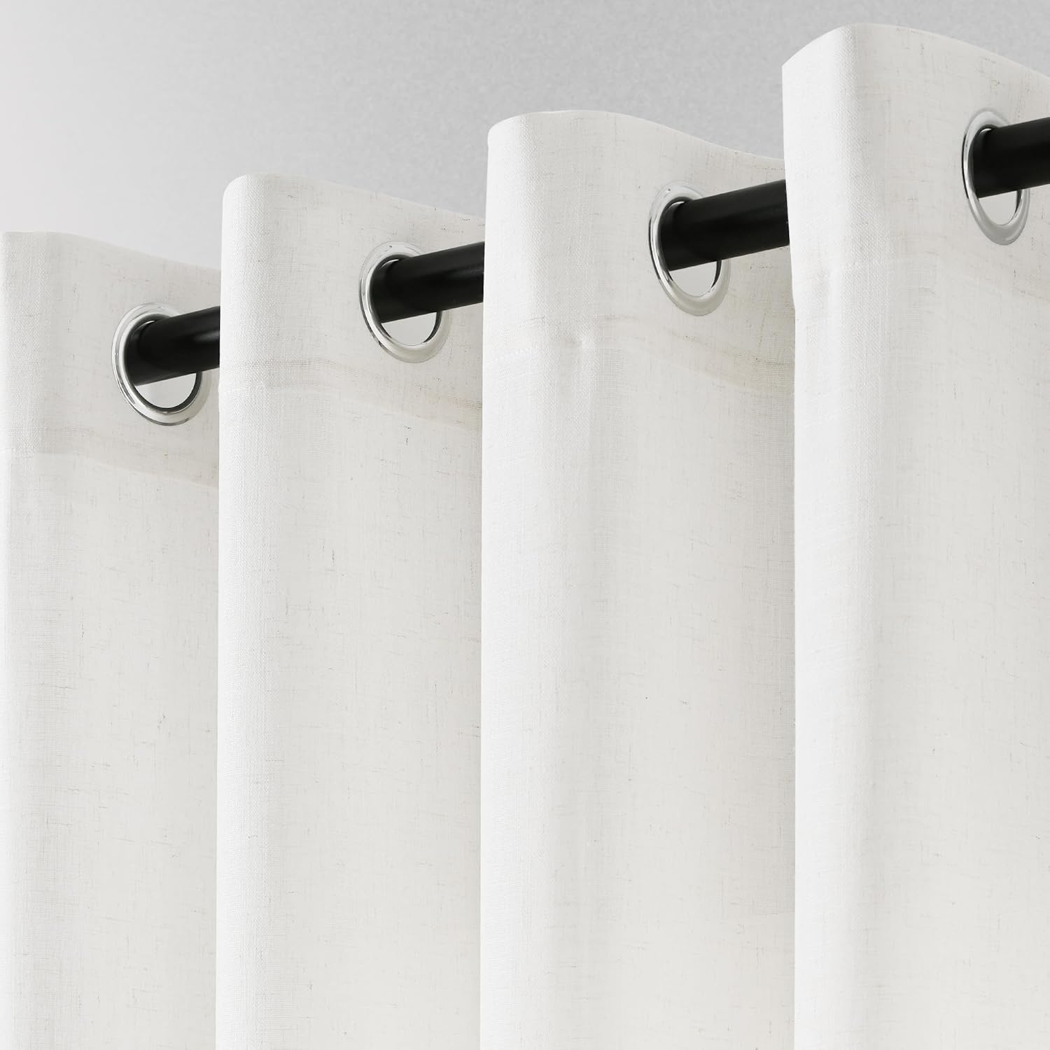 192 Inch Extra Long Linen Curtains for Ceiling to Floor Living Room Grommet Top Custom Curtain Light Filtering 2 Story Large Window Drapes for Dining Bedroom Loft 16 FT 1 Panel Beige White