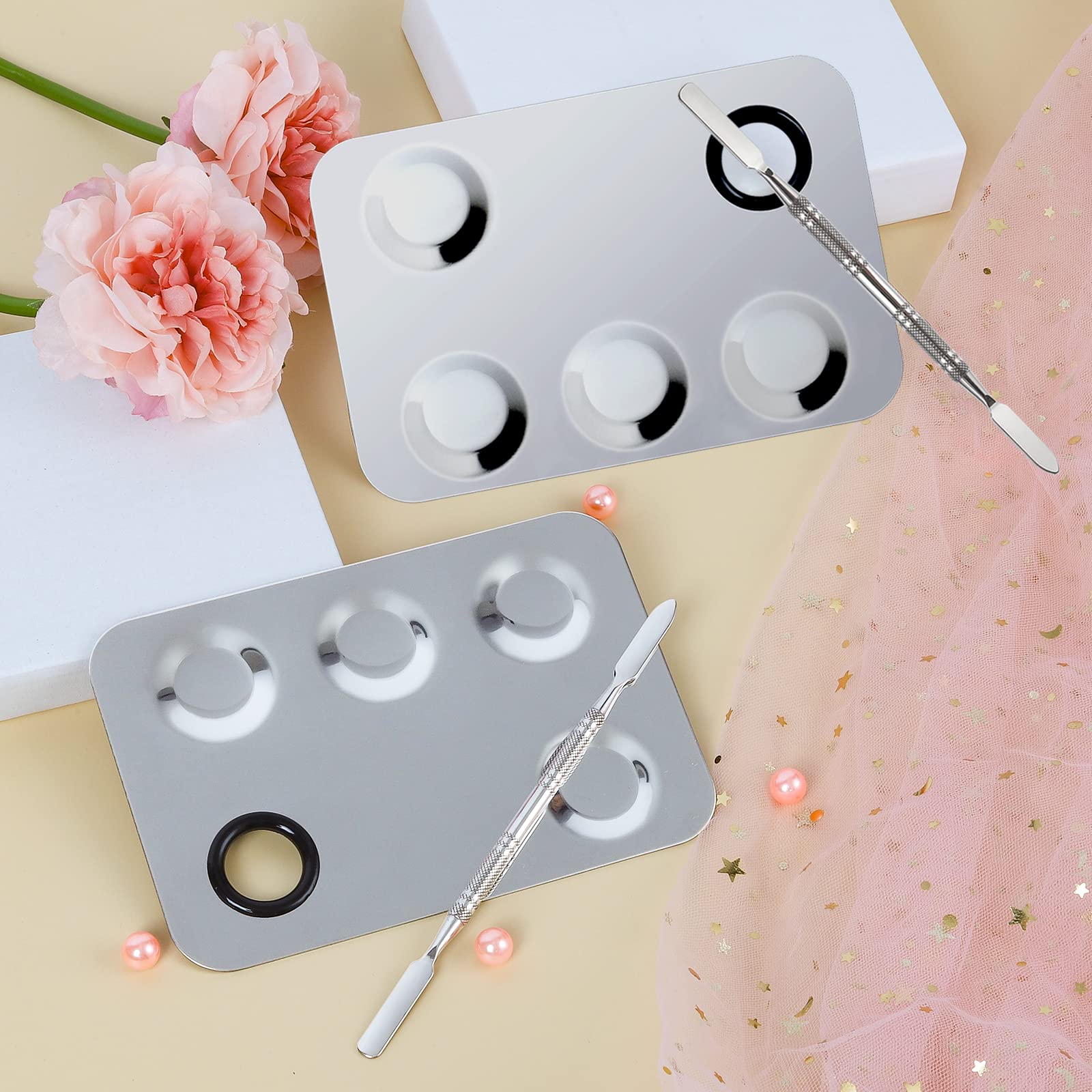Upgrade Mixing Makeup Palette, Paleta cosmética de Acero Inoxidable con Herramienta de espátula