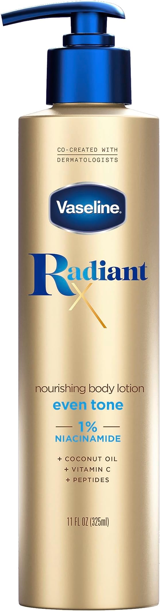 Vaseline Radiant X Even Tone Nourishing Body Lotion With 1% Niacinamide, Coconut Oil, Vitamin C, & Peptides 11 oz