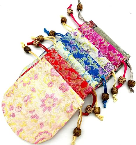Miniatura 2 de QWERTYUILLL EAVOQLB 28 PCS Brocade Bag Peony Flower Cordón Joyería Pulsera Bolsa Moneda