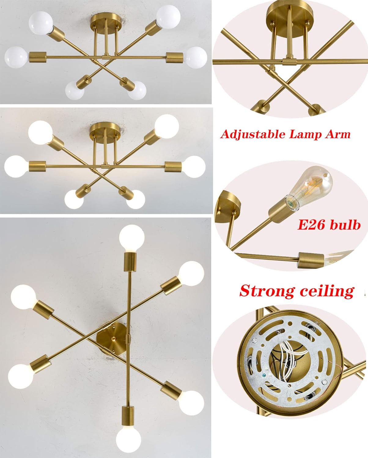 ❤ Crazy Deals Lights Semi Flush Mount Ceiling Light Contemporary Sputnik Chandelier Lighting Farmhouse Kitchen Light Fixtures for Dining Room Living Room Bedroom Foyer 50% Off Discount Lights Semi Flush Mount Ceiling Light Contemporary Sputnik Chandelier Lighting Farmhouse Kitchen Light Fixtures for Dining Room Living Room Bedroom Foyer