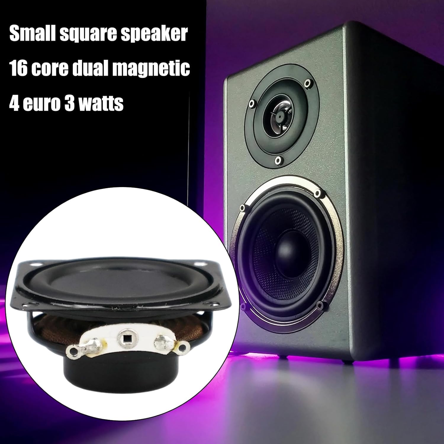 2Pcs Speakers 3W 4Ohm 40mm Square Shape Replacement Loudspeaker Full Ranges Rubber Side Speakers