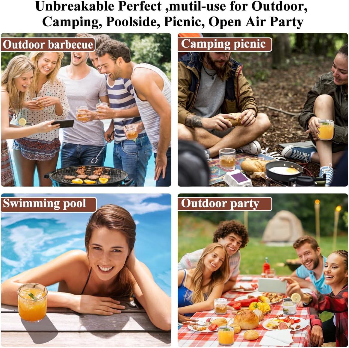 Kyraton Old Fashioned Whiskey Glasses Set of 6, PET Clear Plastic 11.5oz Heavy Duty Unbreakable Water Glasses Cup Tumbler Glassware for Beer, Milk, Scotch, Juice, Liquor Vodka, Bourbon, Cocktail. - Image 6