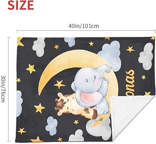 Miniatura 3 de Manta personalizada con nombre, manta personalizada de elefante, regalos conmemorativos para envolver niños pequeños, cumpleaños familiar, 30 x 40