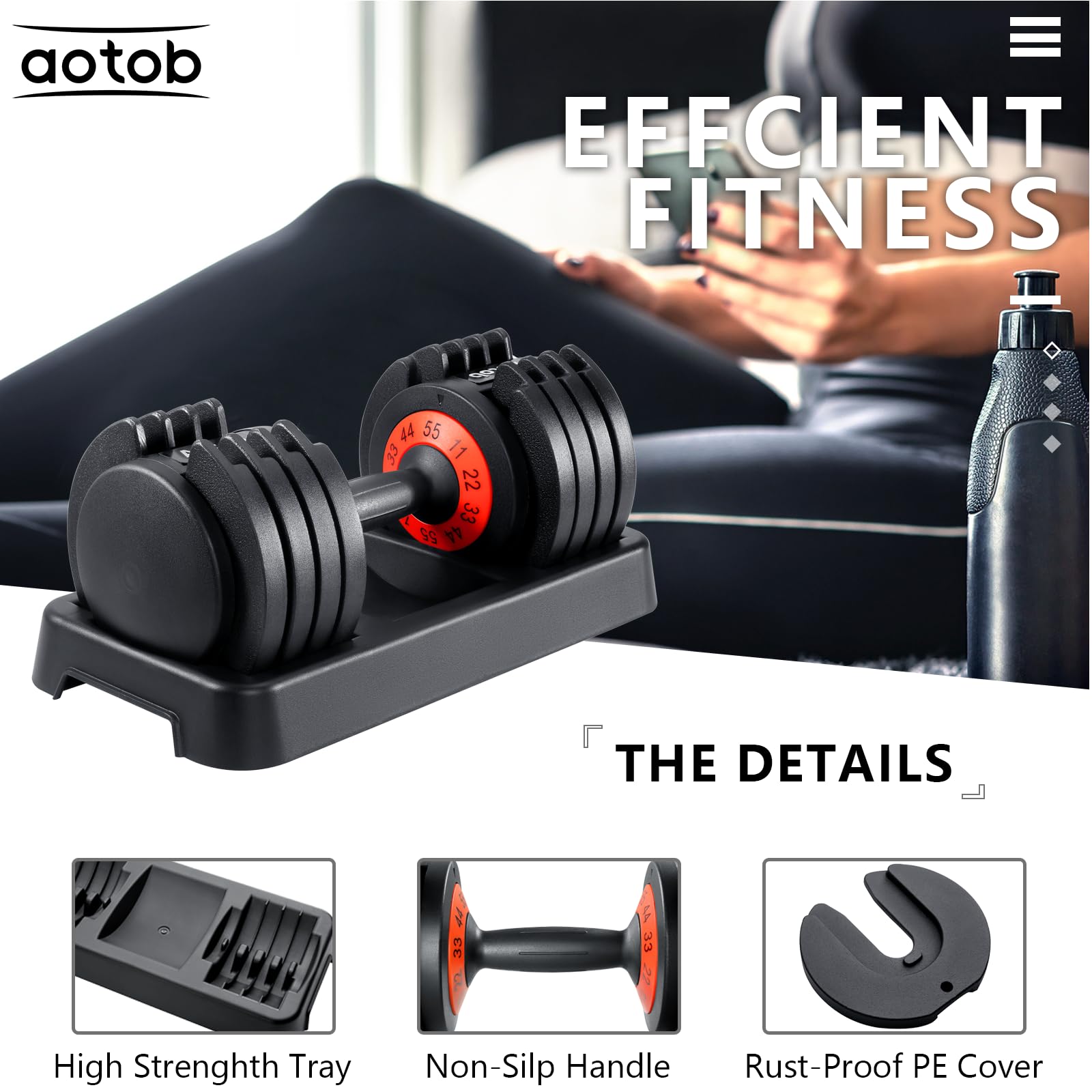Adjustable Dumbbell Set 25/55 Lbs (Pair) Set of 2 | Fast Weight Adjustment with Anti-Slip Turning Handle, Space-Saving for Home Gym, Strength Training Equipment for Men & Women