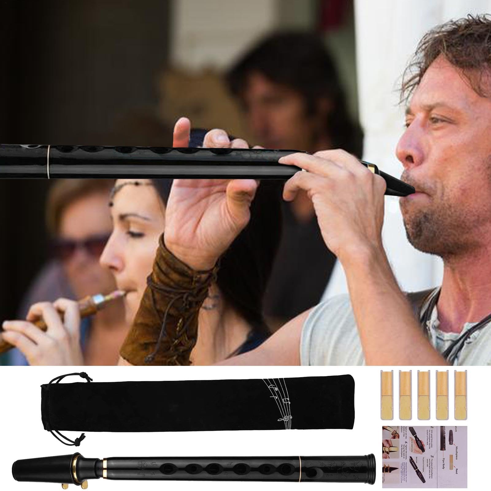 Sassofono tascabile, sax tascabile Chiave a 8 buche CSASOPHONE PORTATIVO | Strumento di pratica per musicisti e principianti, strumento a legna con canne e borsa da trasporto
