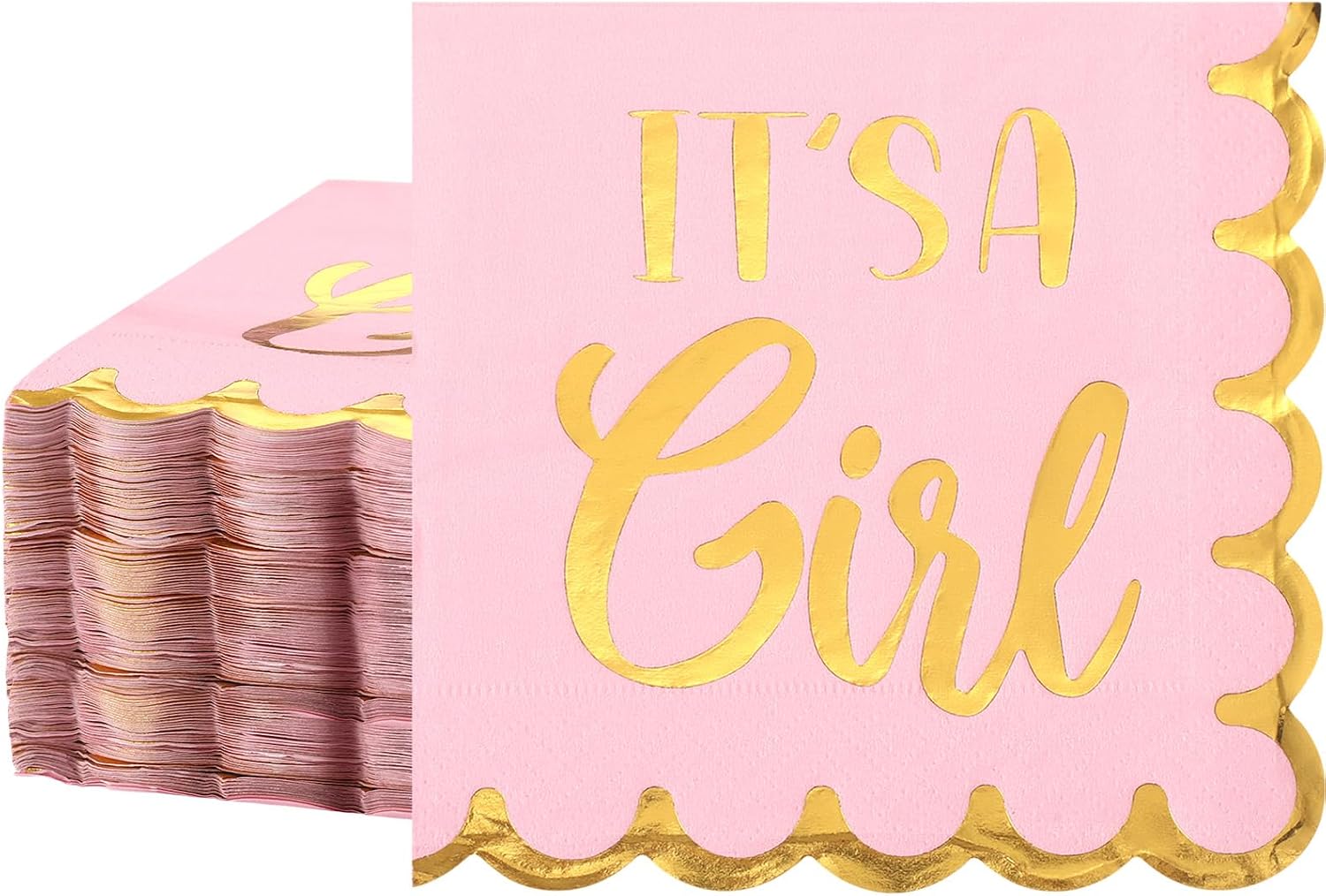 Amazon.com: Zhanmai 100 Pcs It's a Girl Napkins Baby Shower Napkins ...