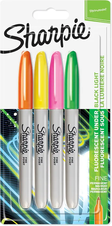 Sharpie Fine Point Permanent Marker Neon Pack of 4