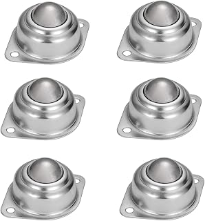 6 Pcs - 1"Roller Ball Transfer Bearing,Flange Mounted Carbon Steel Round Ball Transfer Unit Universal Rotation Ball Casters for Conveyor,Roller Stand,Transmission, Load 400 lbs