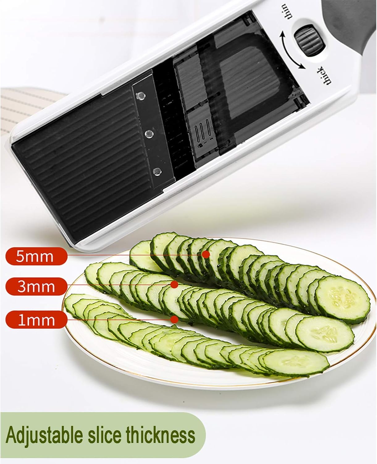 Potato Onion Slim Chopper Salad Food Chopper Multifunctional Spiralizer Cutter with Container Hand Guard Clean Brush Mandolin Slicer for Fruit Tomato Carrot Vegetable Chopper Pink 37.5 x 11 x 10 cm