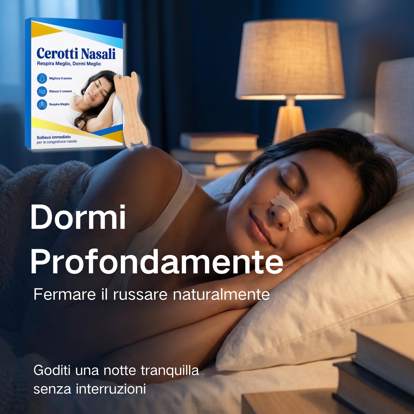 Cerotti Nasali Antirussamento 50 Strisce, Cerotti per Non Russare, Cerotti Naso, Cerotti Nasali Respira Bene Confortevoli per Uomo e Donna