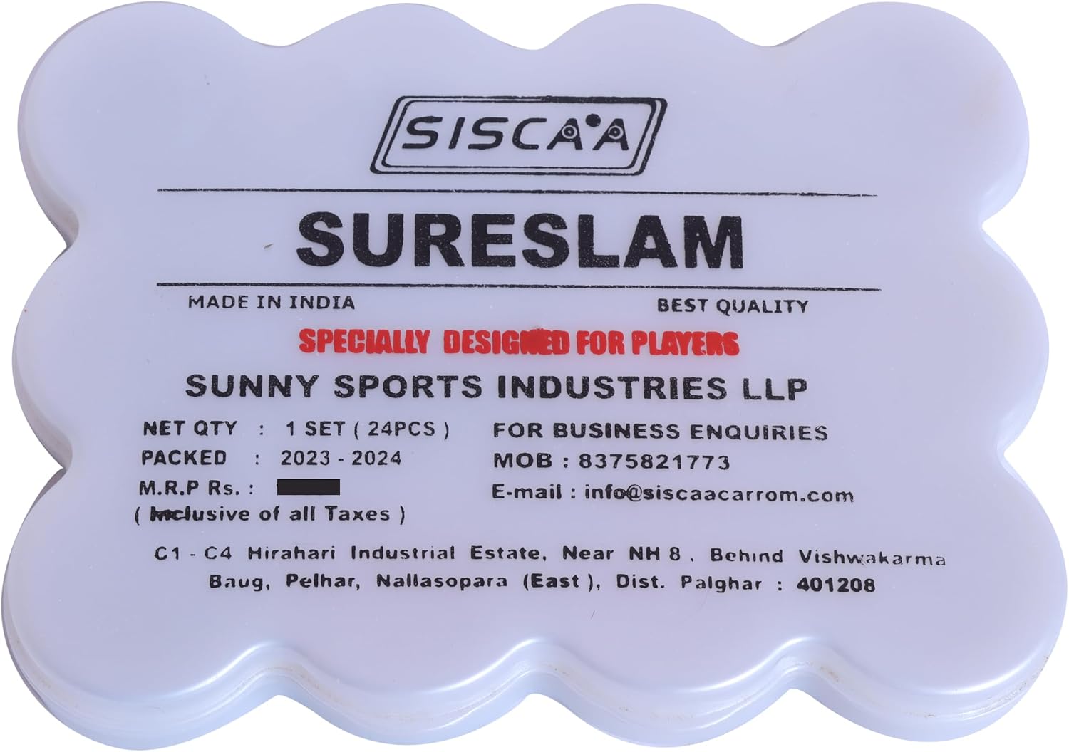 KD SISCAA Tournament-Grade Carrom Coins – Official Size & Weight, Approved by Indian Carrom Federation, High-Precision, Smooth Finish (SureSlam)