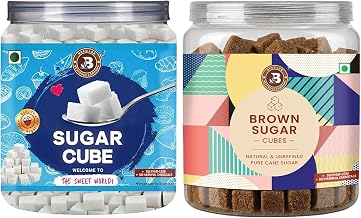 Brew Lab Sulphur Free White Sugar Cubes and Brown Sugar Cubes 250 gm Combo | Perfect for Tea, Coffee, Green Tea, Mocktails & Desserts