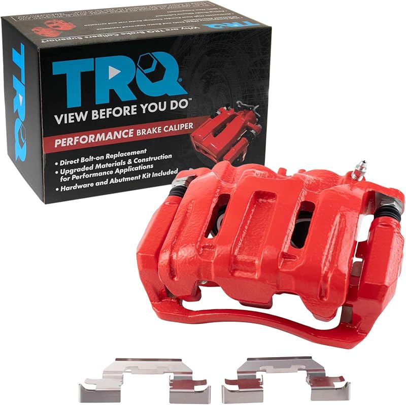 Pinça de freio dianteira esquerda TRQ com suporte e pastilhas vermelha – Acura RDX, Honda Accord, CR-V e Odyssey