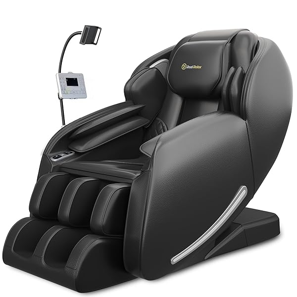 Real Relax 2025 Massage Chair Full Body,Zero Gravity 3D SL-Track Shiatsu Massage Recliner Chair with Heat Body Scan Bluetooth Foot Roller APP Control, Child Lock, Favor-06,Brown