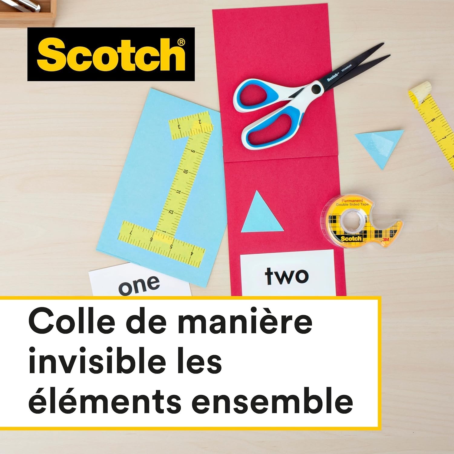 Scotch Ruban Adhésif Double-Face 12,7 mm x 7,89 m sur Dévidoir Manuel