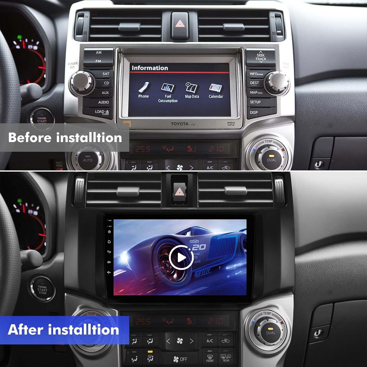 4+64GB Touchscreen Android 14 Car Radio Stereo for Toyota 4Runner 2010-2019 with CarPlay/Android Auto Car Radio, 4K IPS, Support WiFi 6, Bluetooth,5.4, Backup Camera, SWC, JBL
