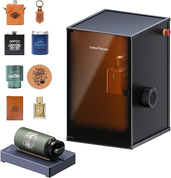 LaserPecker LP2 Pro Laser Engraver with Standard Enclosure Safeguard and Roller, Portable Laser Engraving Machine Laser Class 1 Safety, Precision 0.05mm, 600mm/s for Wood Kraft Paper Leather etc.