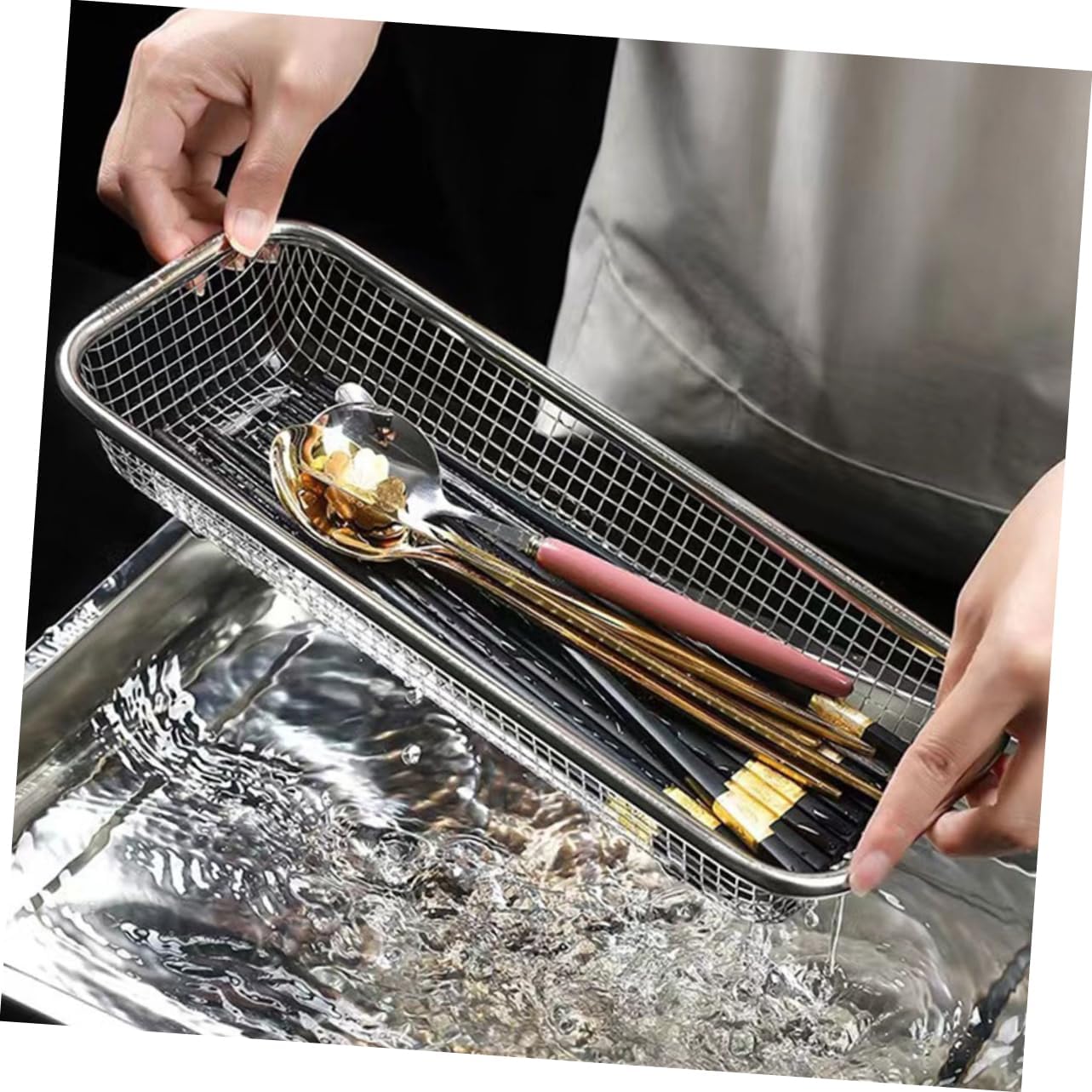 4pcs Dishwasher Cutlery Basket with Hard Mesh Stainless Steel