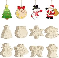 Vista 57 de 80 piezas de adornos de madera de primavera para pintar, 8 estilos de adornos de madera sin acabado para bricolaje, cortes en blanco