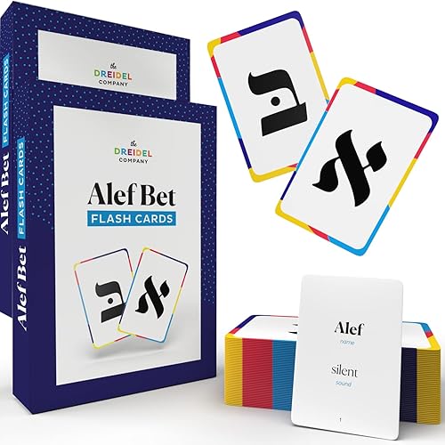 The Dreidel Company Alef Bet - Tarjetas de memoria del alfabeto judío Aleph Beis (paquete de 2)