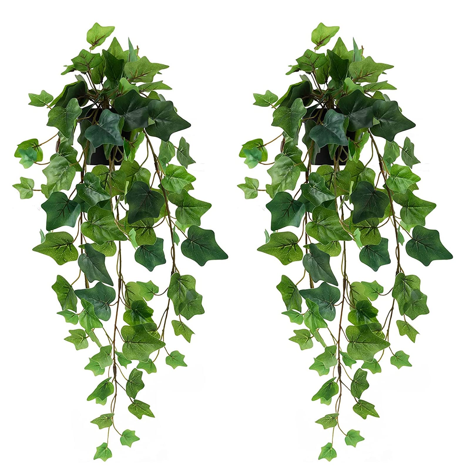 LuckyGreenery 2 Pack Artificial Ivy, Realistic Fake Plant with Plastic Pot for Home Office Garden Decoration
