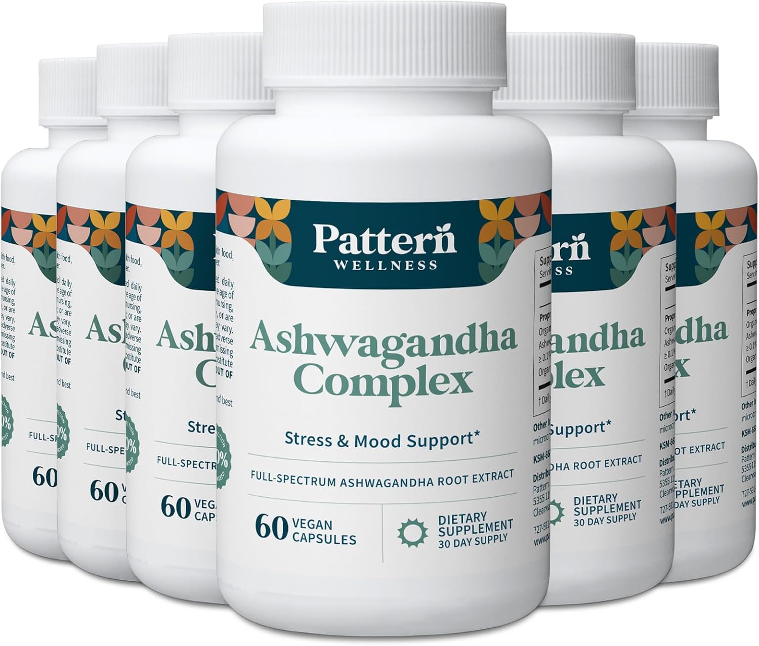 Pattern Wellness Ashwagandha Complex for Men & Women – Organic KSM-66® & Black Pepper Extract – Supports Stress Response & Energy Balance – Non-GMO – 360 Vegan Capsules