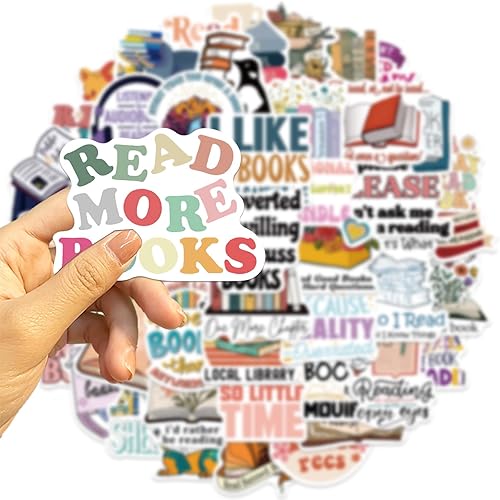 Miniatura 2 de Funimost Paquete de calcomanías de libros de lectura, 50 calcomanías motivacionales para libros de adolescentes, adultos, calcomanías de vinilo