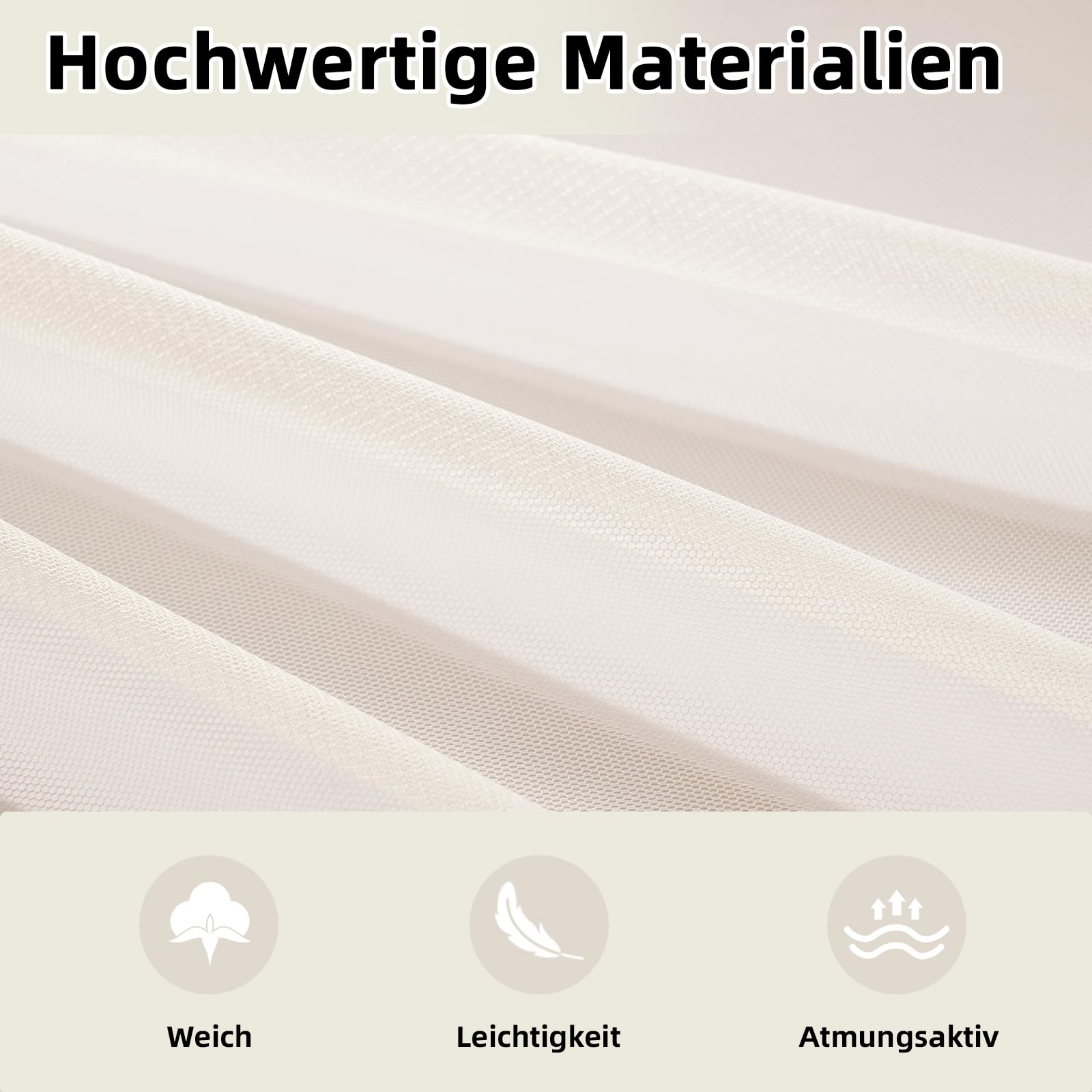 GFCC Hausbett Himmel Set, 2 Stück Betthimmel Hausbett aus Tüll für Hausbett Deko, Himmelbett Vorhänge für Mädchen Jungen Kinderbett Kinderzimmer Deko, 150 x 350 cm Beige